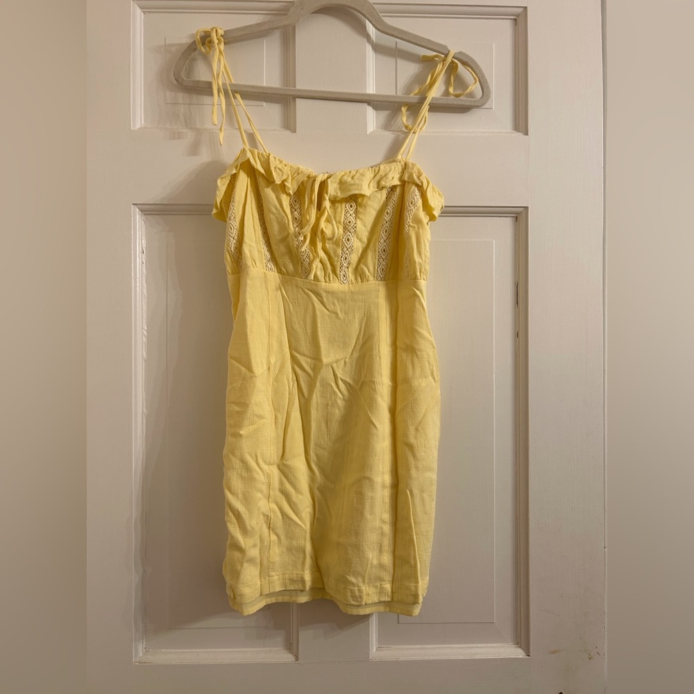 Forever 21 Yellow Tie-Strap Mini Dress